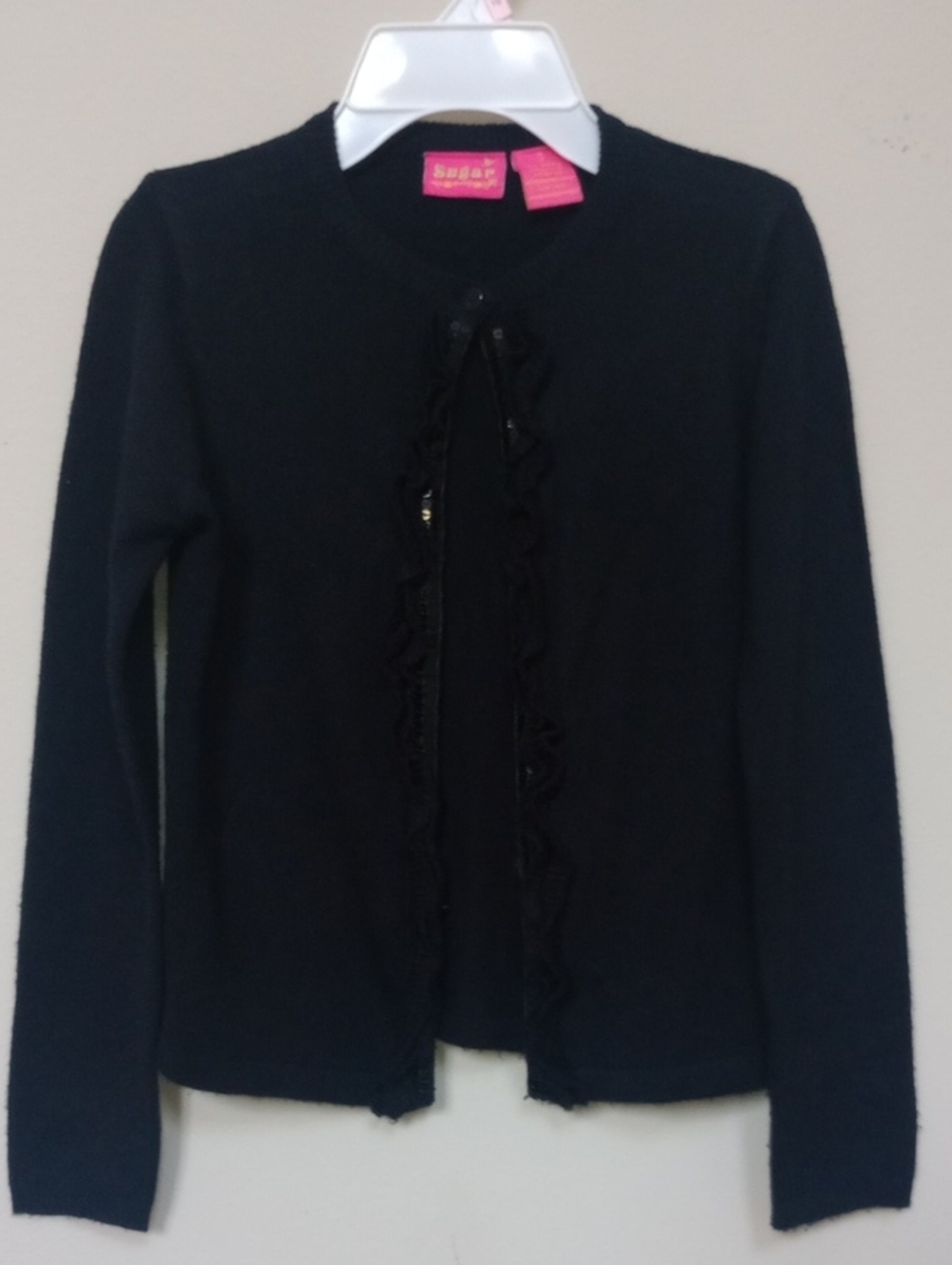 Sugar Girl's Black Sequin Edge Cardigan